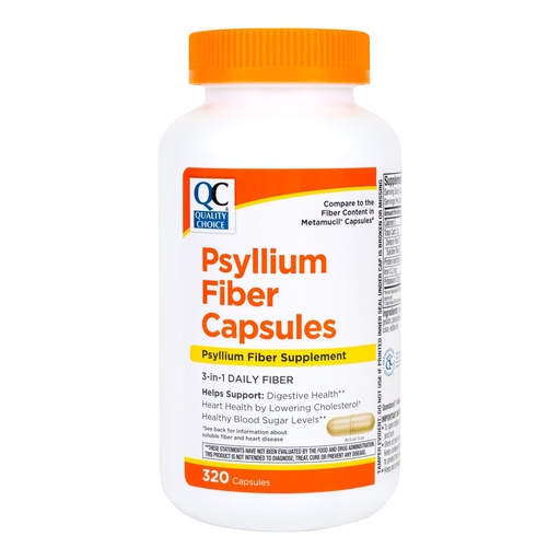 [BRSRGZL7PIFWCDY3] Quality Choice Psyllium Fiber Capsules, 1.8 Grams of 3 in 1 Soluble Fiber per Serving for Regularity. Plant Based Value Size Convenient Daily Supply, 320 Count.