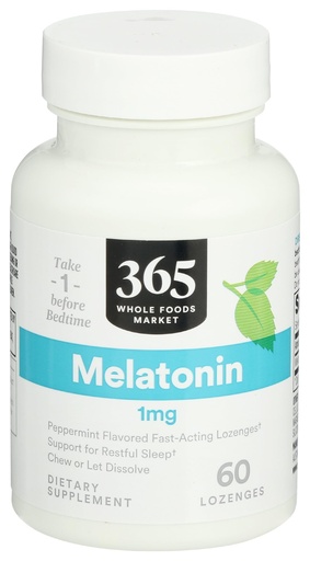[BRSWGZQBOR5GYETP] 365 by Whole Foods Market, Melatonin Lozenges 1mg, Peppermint Flavor, 60 Count