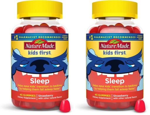 [BRSRGGQNBV5WKF3P] Nature Made Kids First Sleep Melatonin Gummies,100% Drug-Free Sleep Aid,Kids-Sleep Gummies for Restful-Sleep,45 Count (Pack of 2)