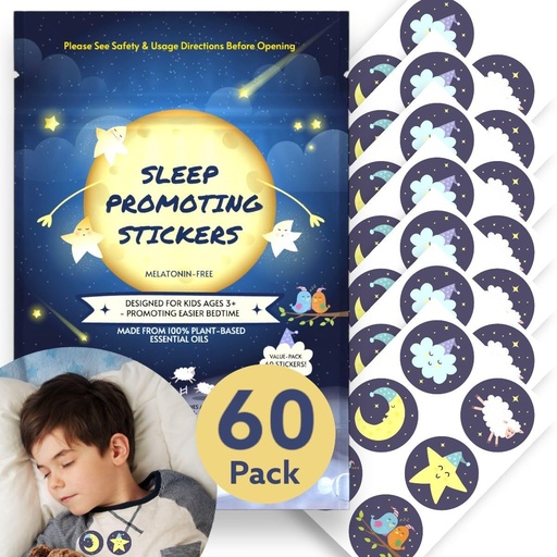 [BRSRAZA5CMMWCCI4] 60Pcs Sleep Patches for Kids and Adults - Melatonin Free Sleep Aid with Natural Oils, Sleepy Bedtime Stickers, Zen Patch Set, Sleep Promoting Support