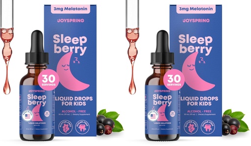 [BRSRGZYYBYBGE3A6] JoySpring SleepBerry Liquid Melatonin for Kids - Natural Sleep Aid with Elderberry and Vitamin D - Boosts Immune System While They Sleep (1 Fl oz) (Pack of 2)