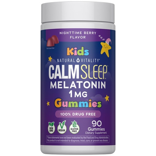 [BRSRGYD7DFYROCQ3] Natural Vitality Kids Calm Sleep Melatonin 1mg Gummies | Nighttime Cherry Flavor | 100% Drug Free | Non-GMO, Vegan & Gluten Free Supplement | 90 Count