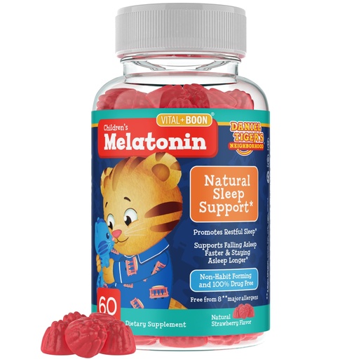 [BRSRA2QLDMBAADI2] Vital+Boon Daniel Tiger - Kids Melatonin Gummies for Children Ages 3 & Up (60 Count) Sleep Gummies for Kids Supports Natural Sleep Non Habit Forming - Vegan, Non GMO Gluten Free Gummy