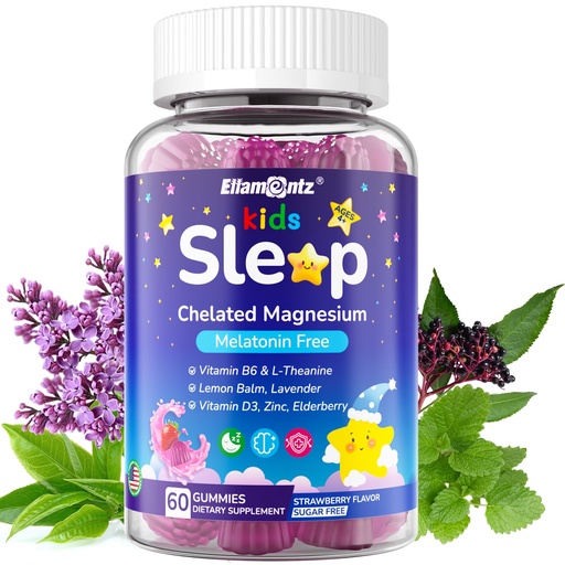 [BRSREGT5OQIQY3Q4] Kids Sleep Gummies, NO Melatonin Sleep Aid Gummies w/ Magnesium Glycinate, Magnesium Malate, L-Theanine, Lavender, B6, Zinc, D3K2 for Restful Sleep, Relax Brain & Muscle, Immune Support, Non-GMO 1Pack