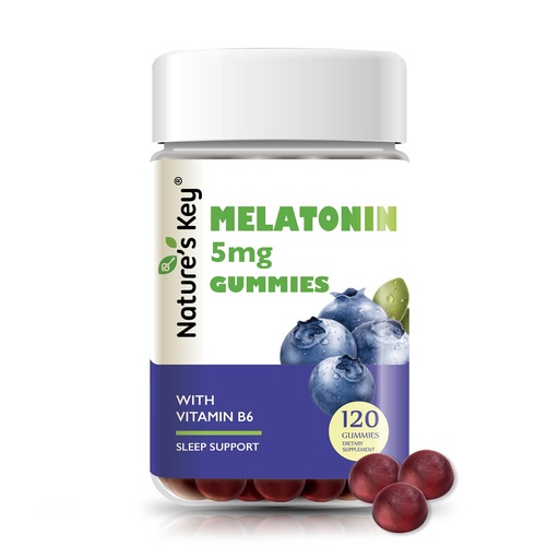 [BRSW2BIKCABQADI2] Nature's Key Melatonin Gummies for Kids & Adults, 2.5mg 5mg or 10mg Dose Gummy with Vitamin B6, Natural Blueberry Flavor 120 Ct
