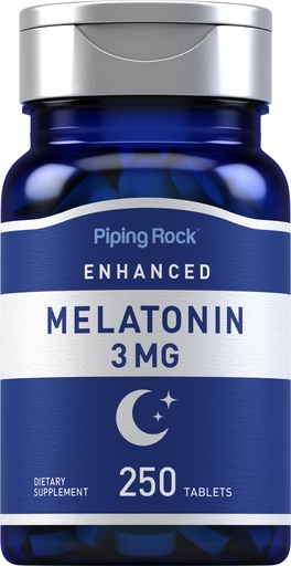 [BRSWGZLYCICRGELO] Piping Rock Melatonin 3mg | 250 Tablets | Adult Support Supplement | for Men and Women | Vegetarian, Non-GMO, Gluten Free
