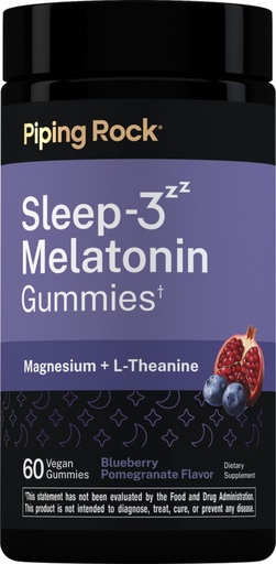 [BRSREBQHBUIAYEL3] Piping Rock Melatonin Gummies | with Magnesium and L-Theanine | Blueberry Pomegranate Flavor | Vegan, Non-GMO and Gluten Free Supplement