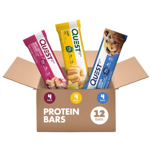 [BRSRABT2OUBAIDT4] Quest Nutrition Fruit Flavored Variety Pack Protein Bars, High Protein, Low Carb, Gluten Free, Keto Friendly, 12 Count