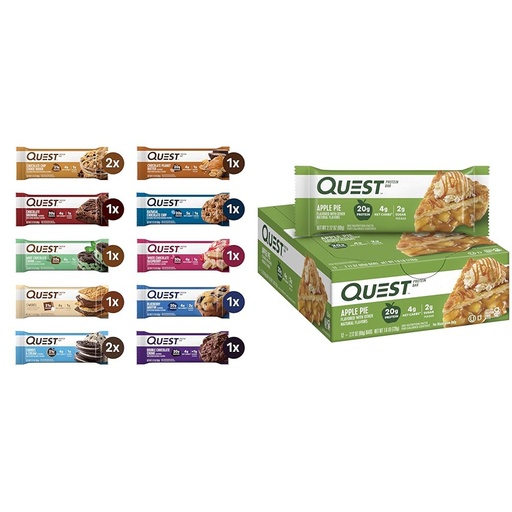 [BRSROBL3DMNGGE3O] Quest Nutrition Ultimate Variety Pack Protein Bars & Apple Pie Protein Bar, 20g Protein, 4g Net Carbs, 2g Sugar