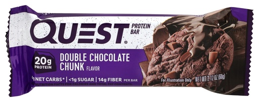 [BRSWKGD6BEGR2HLG] Quest Nutrition Protein Bar, Double Chocolate Chunk, 20g Protein, 4g Net Carbs, 180 Cals, High Protein, Low Carb, Gluten & Soy Free