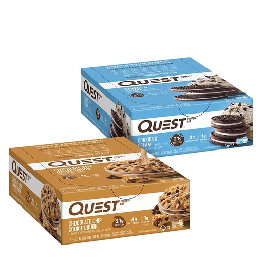 [BRSRMA32AEFQADQ3] Quest Nutrition Favorites Bundle, Chocolate Chip Cookie Dough & Cookies and Cream Protein Bars