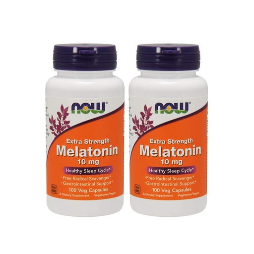 [BRSWKGAZO5YRU3I3] Now Supplements, Melatonin, Extra Strength 10 mg, 100 Veg Capsules (Pack of 2)