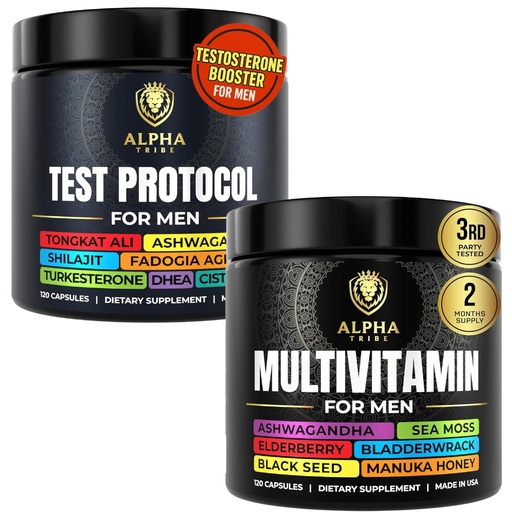 [BRSREGA3CF6QGETD] Alpha Tribe Men's Multivitamin Bundle | Natural Testosterone for Men with Tongkat Ali + Multivitamin with Sea Moss, Ashwagandha & Elderberry | Strength, Stamina & Immune Support