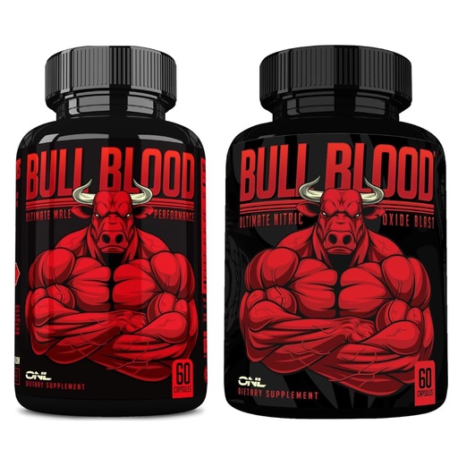 [BRSW2YYEBYFGK33B] Bull Blood Testosterone Booster & Nitric Oxide Supplement for Men – Maca Root, Tribulus, Tongkat Ali & L-Arginine – Stamina & Vitality Support – 60 Ct Each