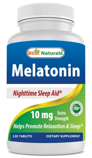 [BRSWIGL6BJ6BAEDC] Best Naturals Melatonin 10mg (Non-GMO) Tablets - Helps Promote Relaxation & Sleep - 120 Count