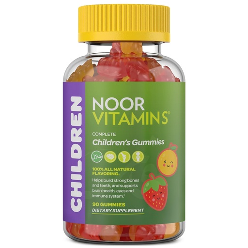 [BRSWIGIAOMFQA2I7] Noor Vitamins Halal Vitamins, Kids Vitamins, Kids Multivitamin Gummies: Vitamin C for Kids, D3, and Zinc for Immunity, B6 B12 for Energy. Gluten Free Halal Gummies, 90 Count Gummy Vitamins for Kid
