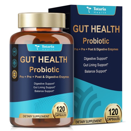 [BRSRACDYCJ7RSE3D] 14-in-1 Gut Health with Probiotics, Prebiotics, Postbiotics & Digestive Enzymes for Women & Men, 60 Billion CFU Probiotics for Digestion, Strong Immunity, Skin, Complete Gut Health (120 Capsules)