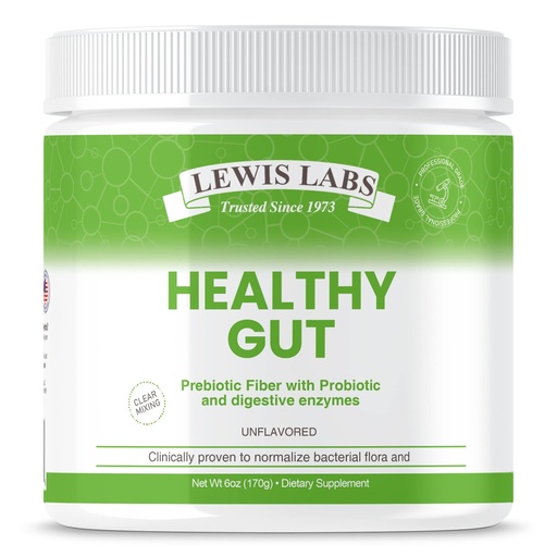 [BRSW2HD4OUHBS23B] Lewis Labs Healthy Gut Prebiotic Fiber 6 Oz, Prebiotic Fiber with Probiotics, and Digestive Enzymes, Gut Prebiotic Fiber, Keto Friendly, Gluten Free, No MSG, Vegan Healthy Gut
