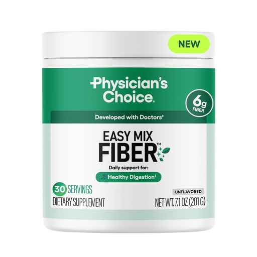 [BRSREBQ5AQOWEFA2] Physician's CHOICE Easy Mix Fiber for Digestive Health & Regularity - No Grit, Sugar Free, & Tasteless - Daily Prebiotic Soluble Fiber Powder Supplement for Women and Men - Unflavored - 7.1oz