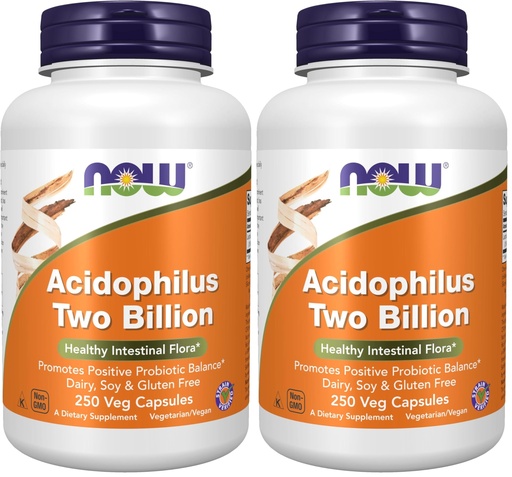 [BRSRGGQNOYHR6D3D] NOW Foods Supplements,Acidophilus,Two Billion,Strain Verified,Healthy Intestinal Flora*,250 Veg Capsules,(Pack of 2)