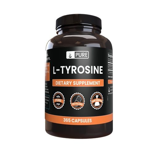 [BRSWGAAQCIOQ4HY3] PURE ORIGINAL INGREDIENTS L-Tyrosine (365 Capsules) No Magnesium Or Rice Fillers, Always Pure, Lab Verified