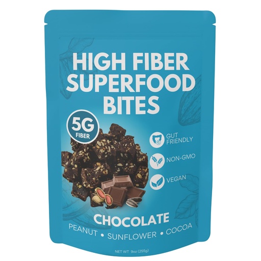 [BRSRE2YEBVYQME3F] High Fiber Superfood Bites 5g, Clean Fiber Snacks for Adults, Peanut, Cocoa, Date Flavor, High Fiber Foods No Added Sugar, Vegan Fiber Snack, Supports Digestion, Regularity, Gut Health Snack 30 Count