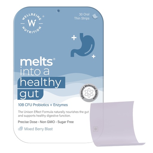 [BRSW2FAPBAFBO3DF] Wellbeing Nutrition Melts Healthy Gut | 10B CFU Probiotics, Digestive Enzymes, FOS | For Indigestion, Gas, Acidity and Bloating, Gut Health, 30 Oral Strips