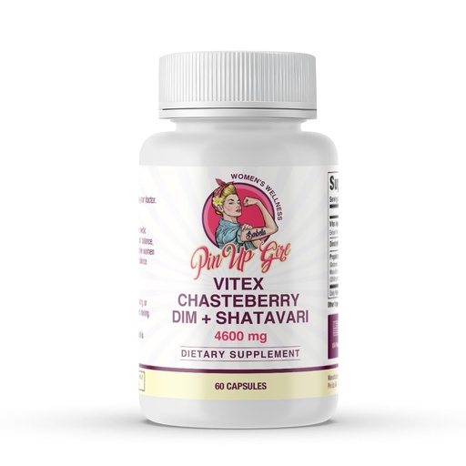 [BRSRGYI2AUJQKF3L] Pin Up Girl Vitex Chasteberry + DIM & Shatavari – Hormonal Balance Supplement for Women – Supports Hormonal Balance, Cycle Health & Reproductive Wellness – 4600mg - 60 Capsules