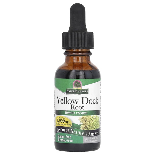 [BRSWIEA4AAAB2ELC] Nature's Answer Yellow Dock Root Alcohol Free 2000mg 1oz | Promotes Liver Function | Natural Body Detox | Supports Digestion | Gluten-Free, Non-GMO, Vegan | Single Count