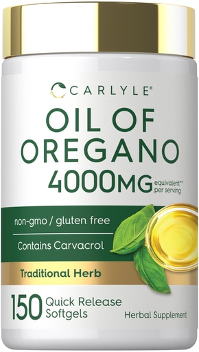 [BRSWGFLYBENQIDYU] Carlyle Oregano Oil Supplement | 150 Softgel Capsules | Contains Carvacrol | Non-GMO & Gluten Free Formula