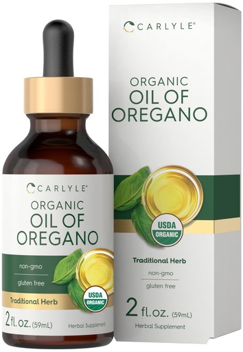 [BRSRM235C57BMDLX] Carlyle Organic Oil of Oregano Liquid Drops - 2 fl oz - 1 Year Supply | Vegan Herbal Supplement | Non-GMO, Gluten Free