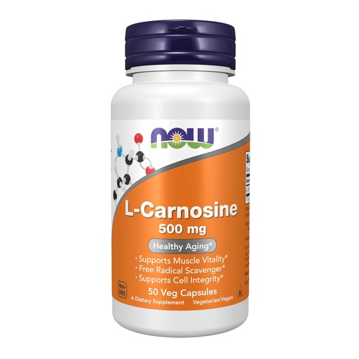 [BRSWIY32BQOBUCT4] NOW Foods Supplements, L-Carnosine (Beta-Alanyl-L-Histidine) 500 mg, Healthy Aging, 50 Veg Capsules