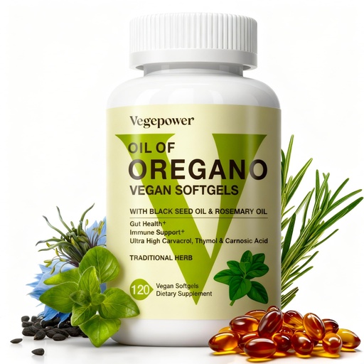 [BRSRE2YPB5YGKCLH] Oil of Oregano Vegan Softgels, Oregano Oil with Black Seed Oil & Rosemary, 4 in 1 Organic Oregano Capsules Supplement for Immune Support, Digestion Health - Wild, Non-GMO, 120 Ct