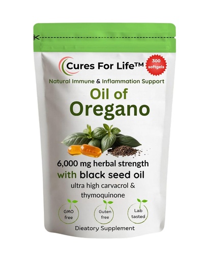 [BRSREFINCEPB43T3] Oil of Oregano Softgels – 6000mg High Potency with 165mg Carvacrol & 200mg Black Seed Oil – 2-in-1 Immune Support & Digestive Health – 300 Softgels – Oregano Oil Capsules Supplement