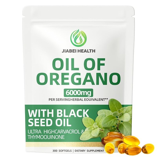 [BRSRGGANB4OQ2YL4] Oil of Oregano 6000mg Capsules, 300 Softgels, 150 Days Supply | Pure Wild Oregano Extract with Black Seed Oil, Non-GMO Gluten Free, Immune, Digestive, Respiratory & Intestinal Support