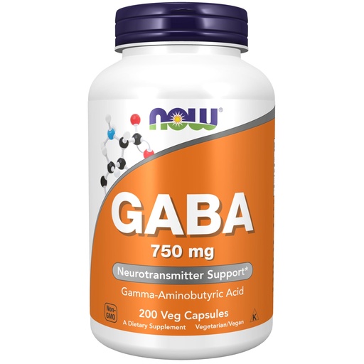 [BRSWGZDRBB6AEYLH] NOW Foods Supplements, GABA (Gamma-Aminobutyric Acid) 750mg, Neurotransmitter Support*, 200 Veg Capsules