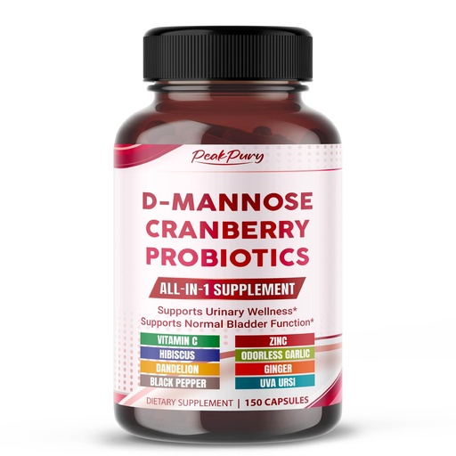 [BRSRAHDYCMOWKAAV] D-Mannose with Cranberry, Probiotics & Uva Ursi – All-in-1 Supplement for Urinary Tract & Bladder Health - 75 Servings
