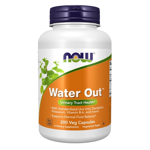 [BRSREGD6CJYB63L5] Now Supplements, Water Out with Standardized Uva Ursi, Dandelion, Potassium and Vitamin B-6, 200 Veg Capsules