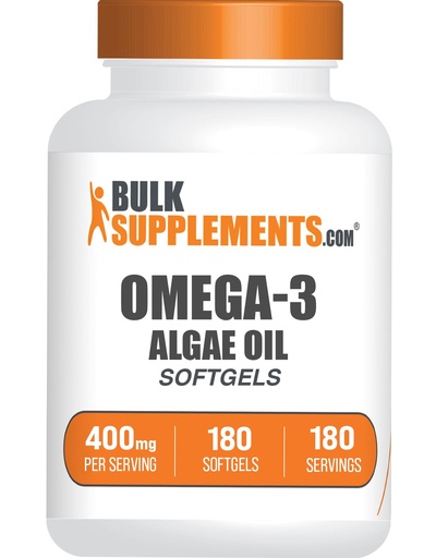 [BRSROBADOJ5RQ2A2] BulkSupplements.com Omega-3 Softgels - from Algal Oil, Algae Oil Omega 3 Supplement - Gluten Free, 1 Softgel per Serving, 180 Count (Pack of 1)