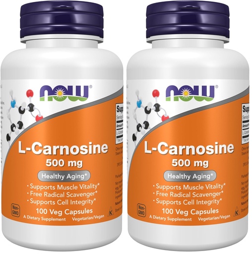 [BRSRGGQNBMNR43DO] NOW Foods Supplements, L-Carnosine (Beta-Alanyl-L-Histidine) 500 mg, Healthy Aging, 100 Veg Capsules,(Pack of 2)