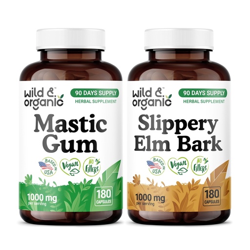 [BRSRGHYRBMNRA3TX] Wild & Organic Mastic Gum 180 Capsules & Slippery Elm 180 Capsules
