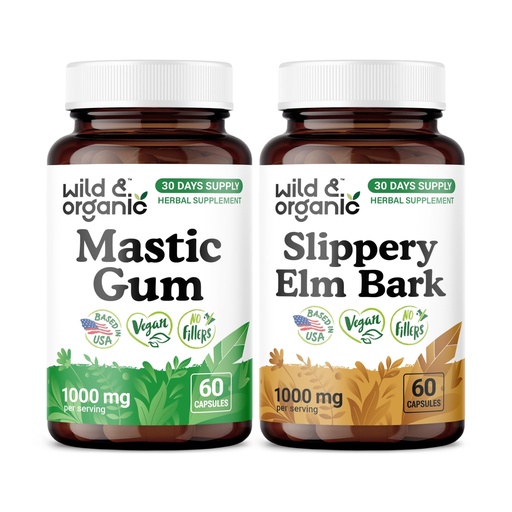 [BRSRGHYRA5YAY2Y6] Wild & Organic Mastic Gum 60 Capsules & Slippery Elm 60 Capsules