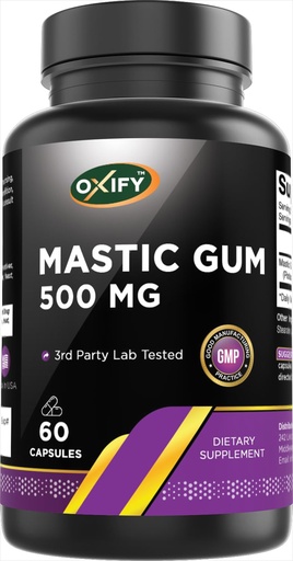[BRSRECQLC4NGMCDX] Oxify Mastic Gum 500 mg | 60 Capsules | Gluten-Free, Non-GMO | Supplement Made in USA