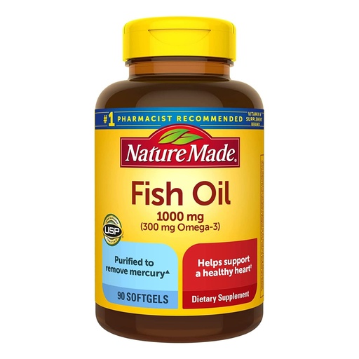 [BRSROGAKBEMQYELZ] Nature Made F.ish Oil 1000 mg, Omega 3 Supplement for Heart Healths, 90Softgels,.