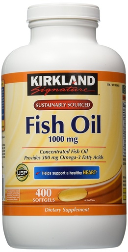 [BRSWIFTRB4OR6FL6] Kirkland Signature Omega-3 Fish Oil Concentrate, 800 Softgels, 1000 mg Fish Oil with 30% Omega-3s (300 mg)