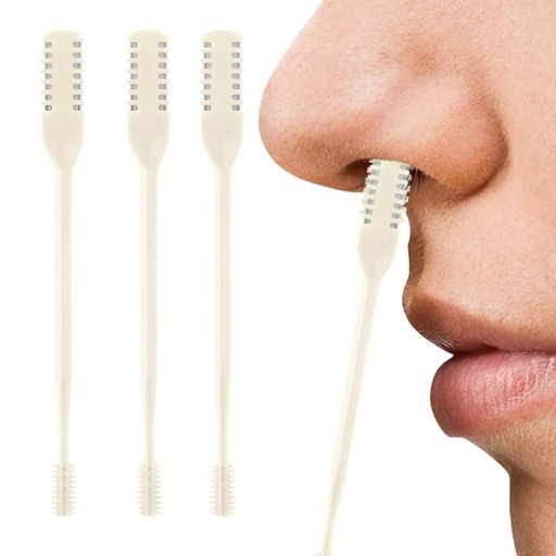[BRSREBAEPJ5WAFDL] AprYew 2-in-1 Nasal Hair Cutter, Nose Hair Trimmer for Men Women, 360° Rotating Portable Manual Nose Hair Remover Tool with Ear Picker, Double Sided Noses Hairs Knife Travel Essentials (Beige, 3PC)