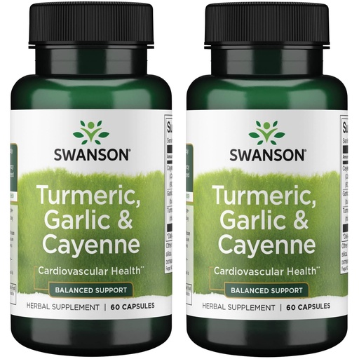 [BRSWGAAKDIJWMADX] Swanson Full Spectrum Turmeric Garlic & Cayenne 60 Capsules (2 Pack)