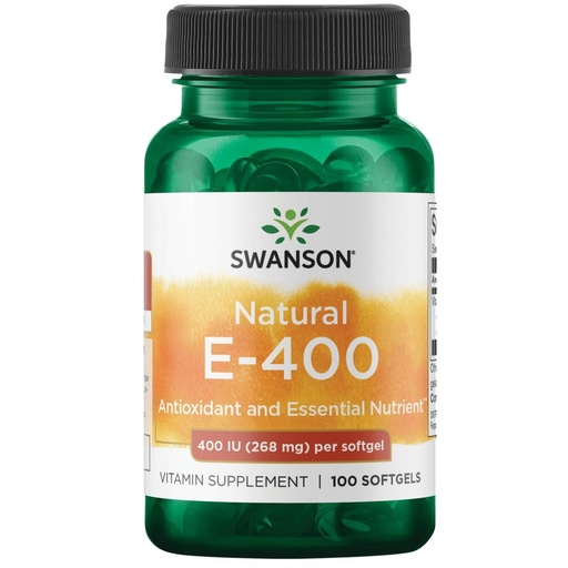[BRSWIYY3CZYQEE3I] Swanson Natural Vitamin E 400 IU - Dietary Supplement for Daily Antioxidant Support - Can Support Immune System - Essential Nutrient and Vitamin Supplement (268 mg, 100 Softgels)
