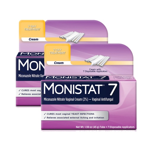 [BRSWGCA7BEHGCC3U] Monistat 7-Day Yeast Infection Treatment for Women, Miconazole Cream (45g Tube) & 7 Applicators, for Relief of Mild Vaginal Itching, 2 Pack