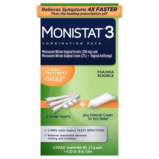[BRSWIYQ4DEHBYFT6] Monistat 3 Day Yeast Infection Treatment for Women, 3 Miconazole Ovule Inserts and External Monistat Anti-Itch Cream Bundle
